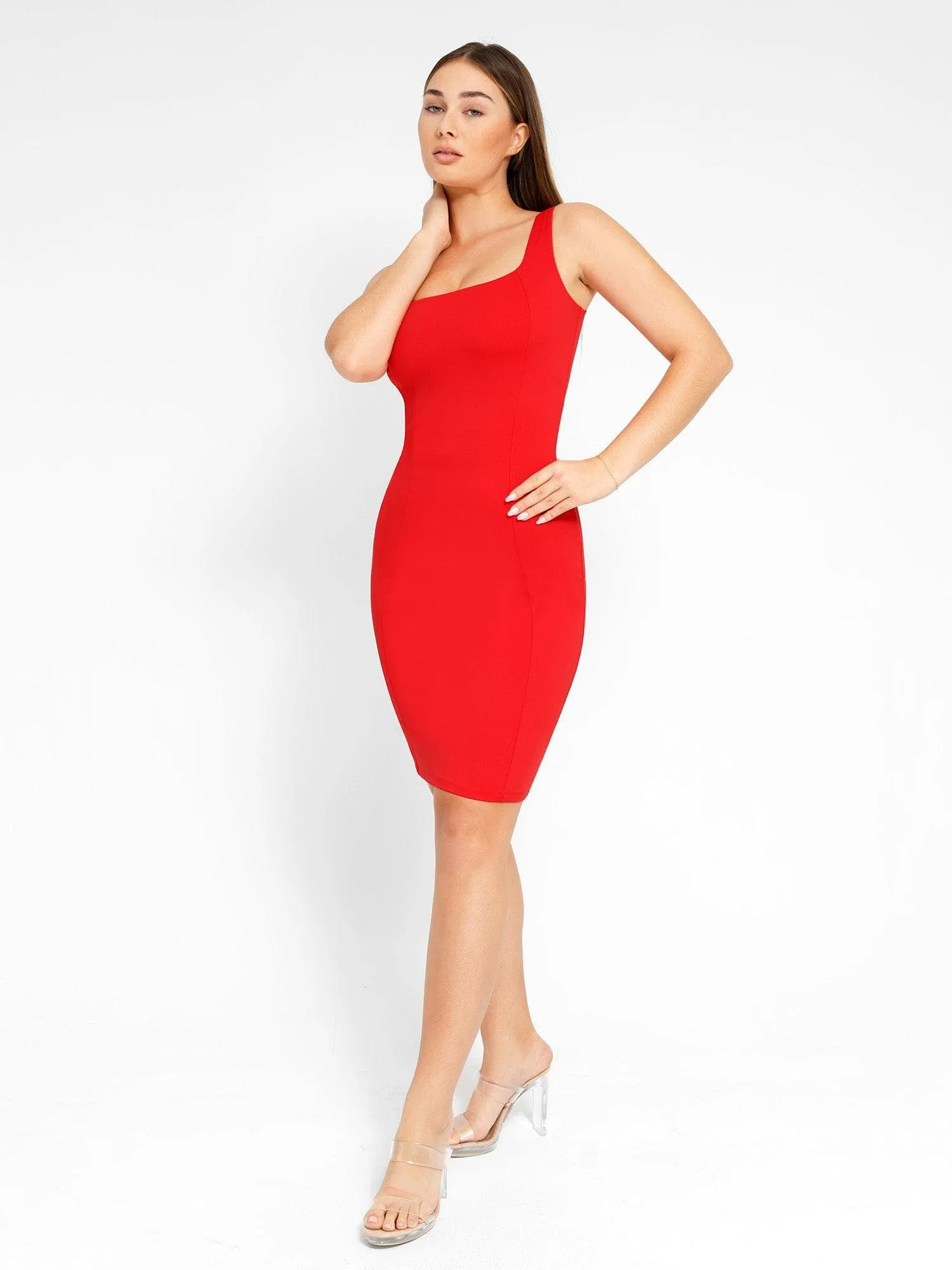 Shapewear Sleeveless Square Neck Sculpting Midi Dress