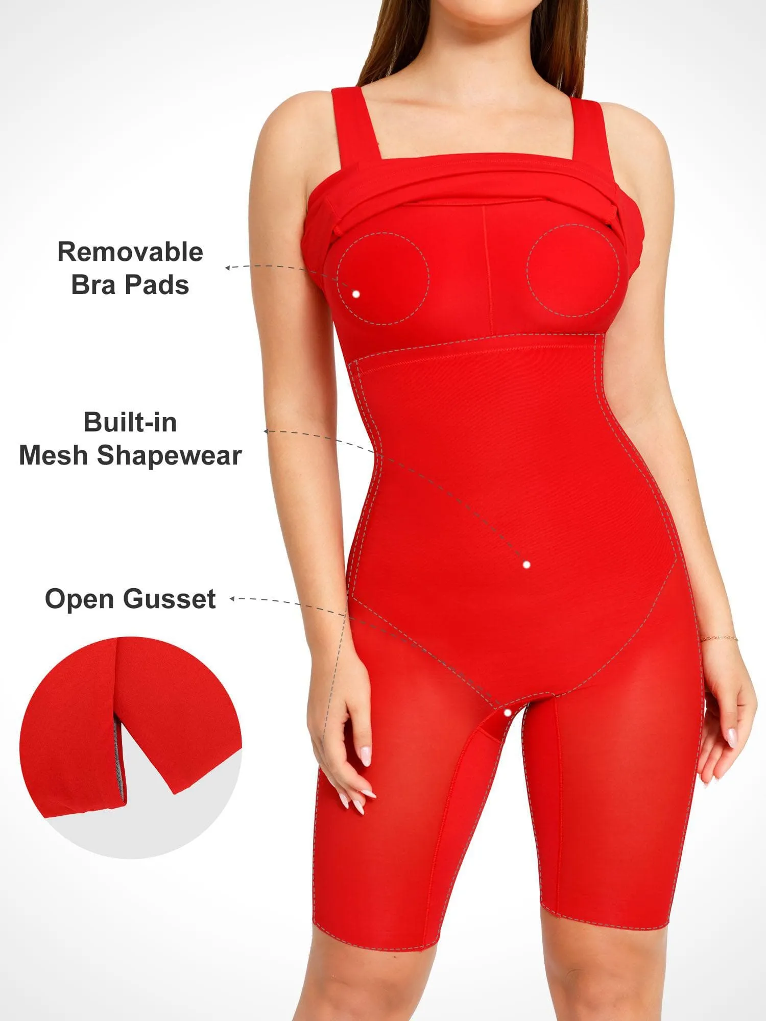 Shapewear Sleeveless Square Neck Sculpting Midi Dress