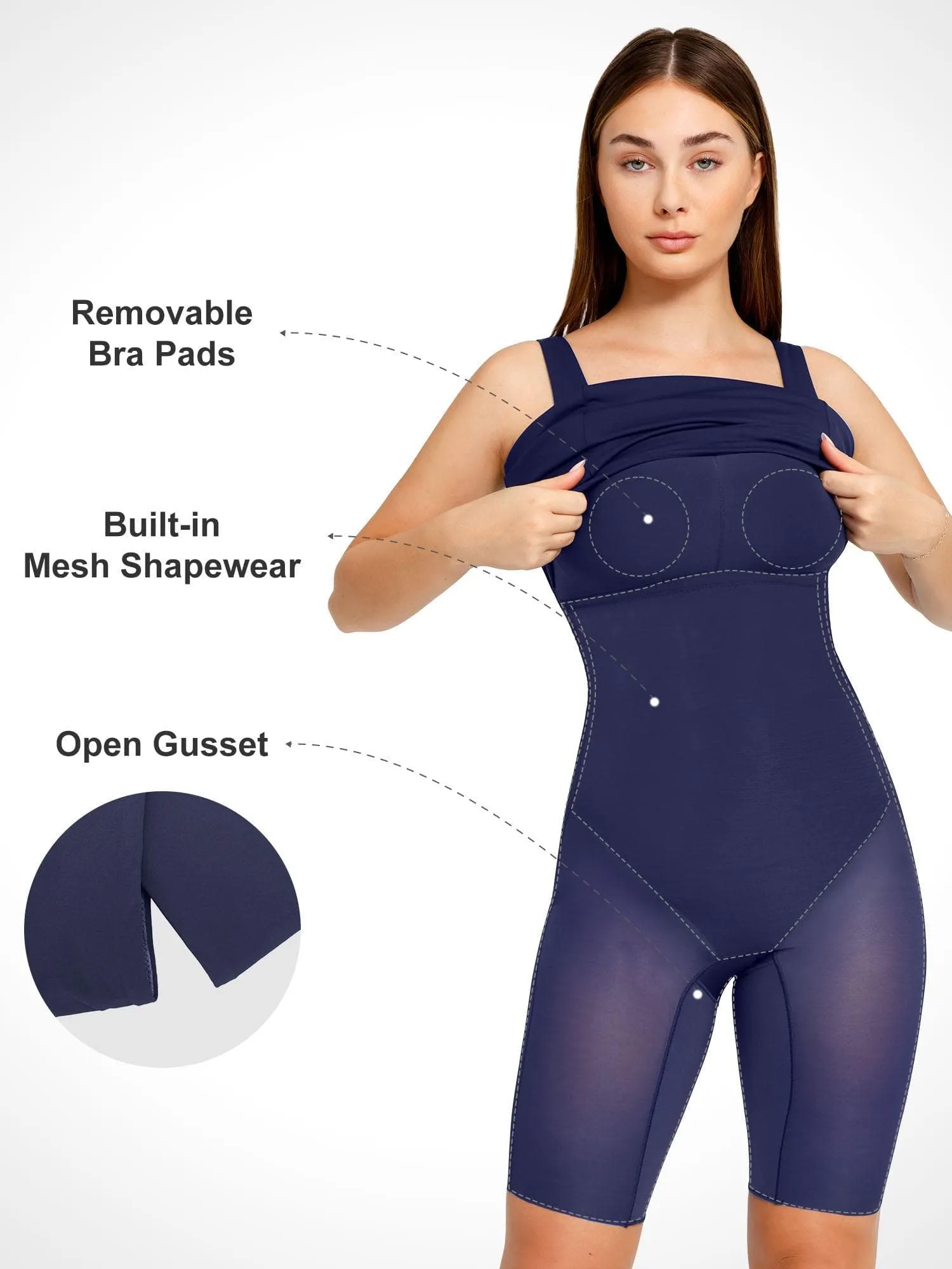 Shapewear Sleeveless Square Neck Sculpting Midi Dress