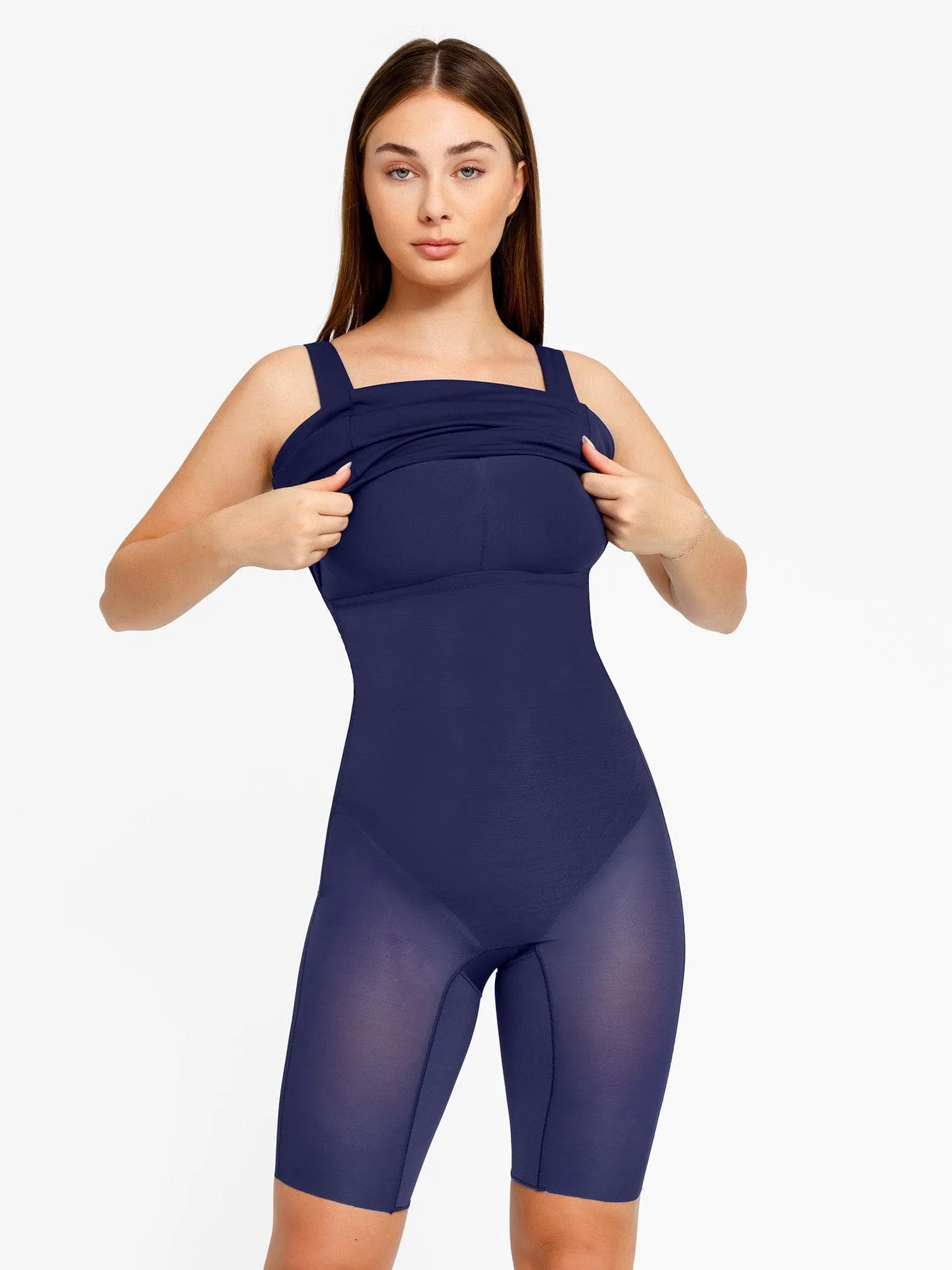 Shapewear Sleeveless Square Neck Sculpting Midi Dress