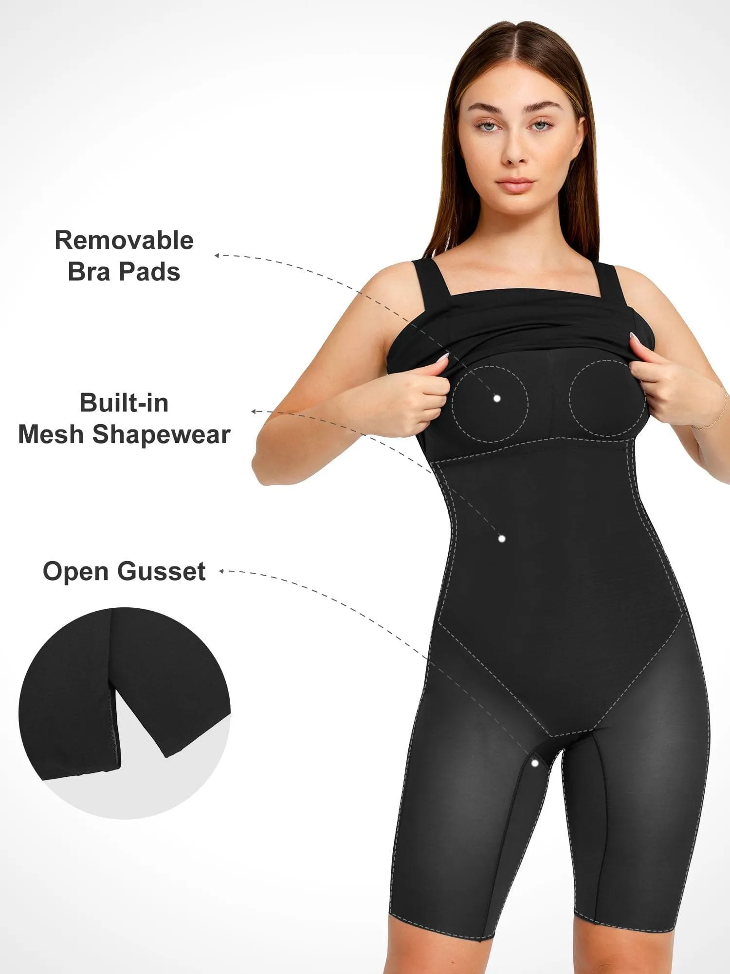 Shapewear Sleeveless Square Neck Sculpting Midi Dress