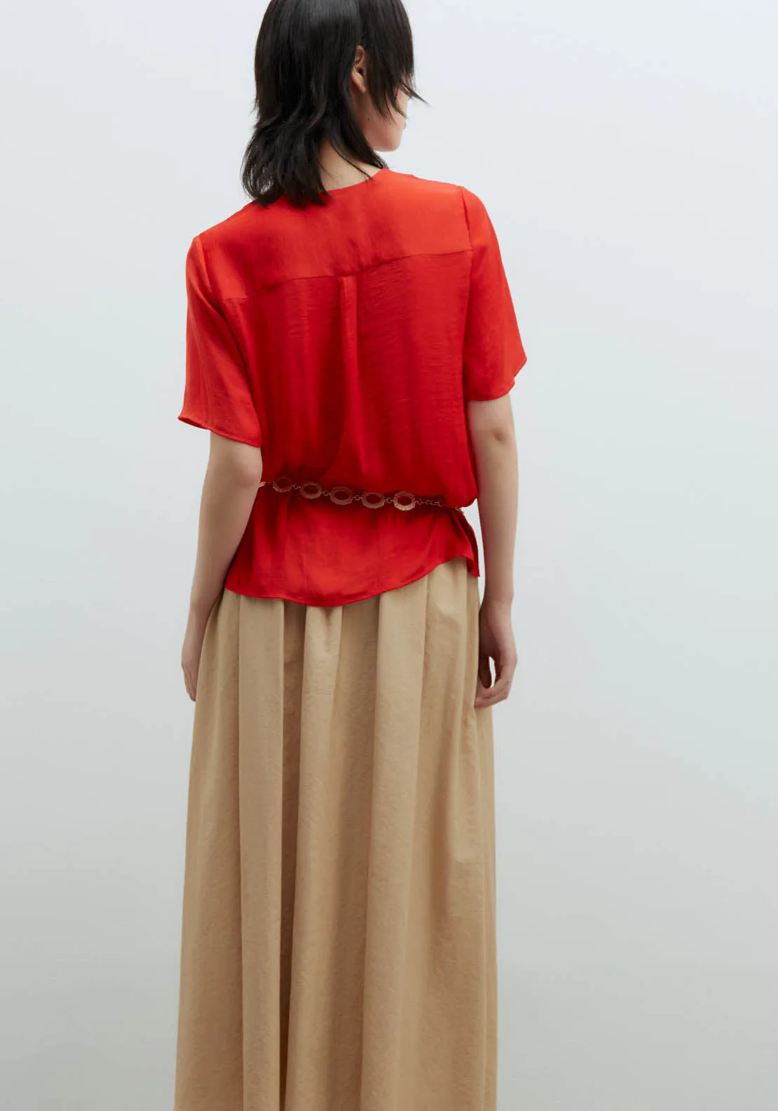 Short-Sleeved Blouse - Red