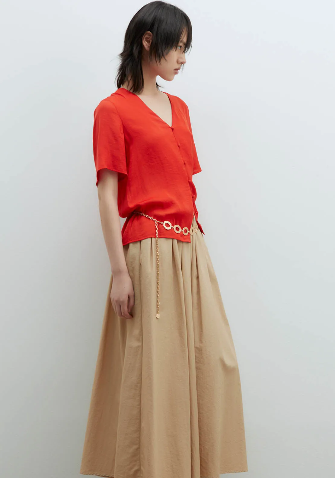Short-Sleeved Blouse - Red