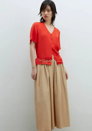 Short-Sleeved Blouse - Red