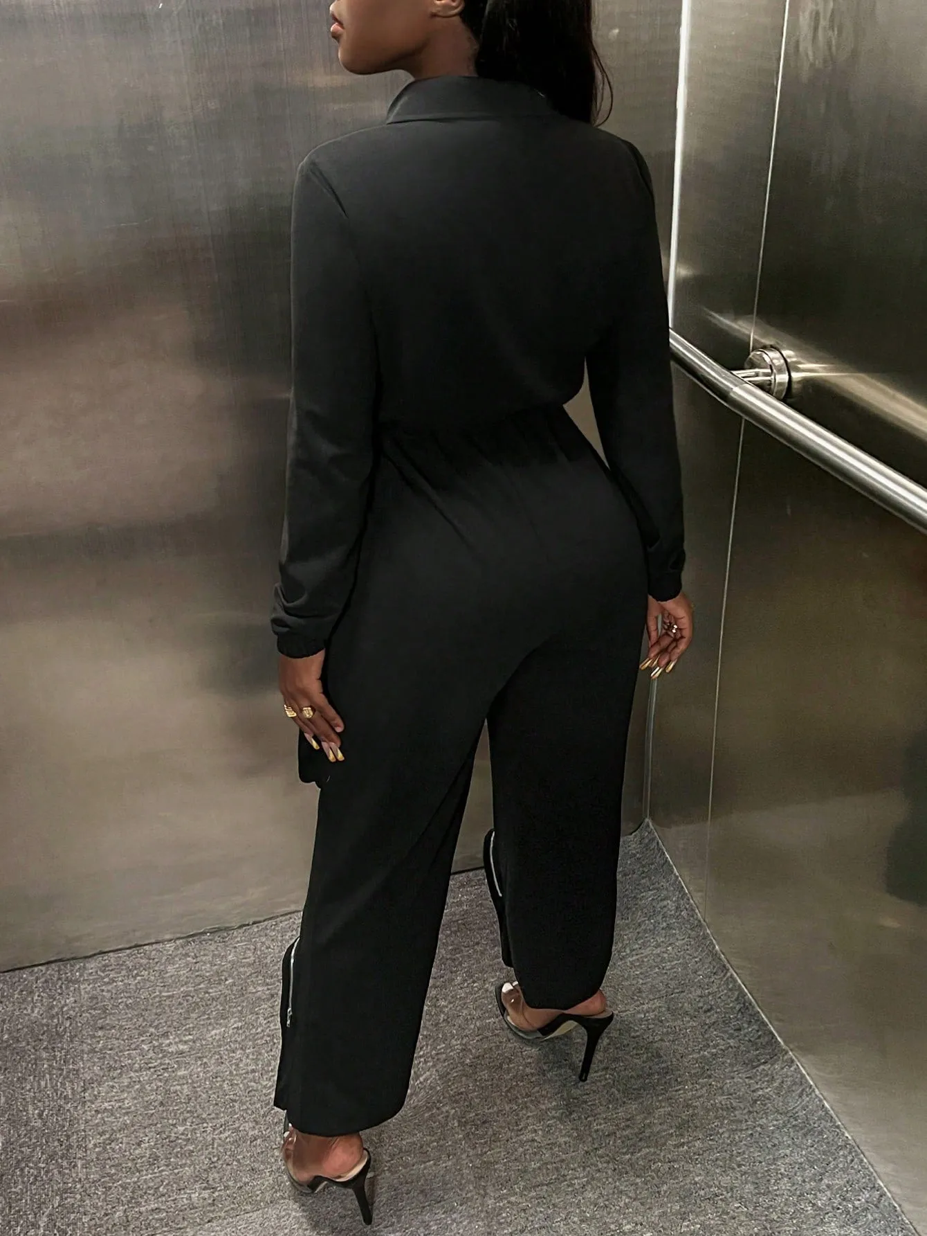 Slayer Zip Up Drawstring Waist Jumpsuit