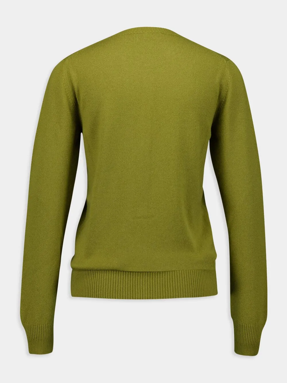 Slim-Fit Green Cashmere Knit Cardigan