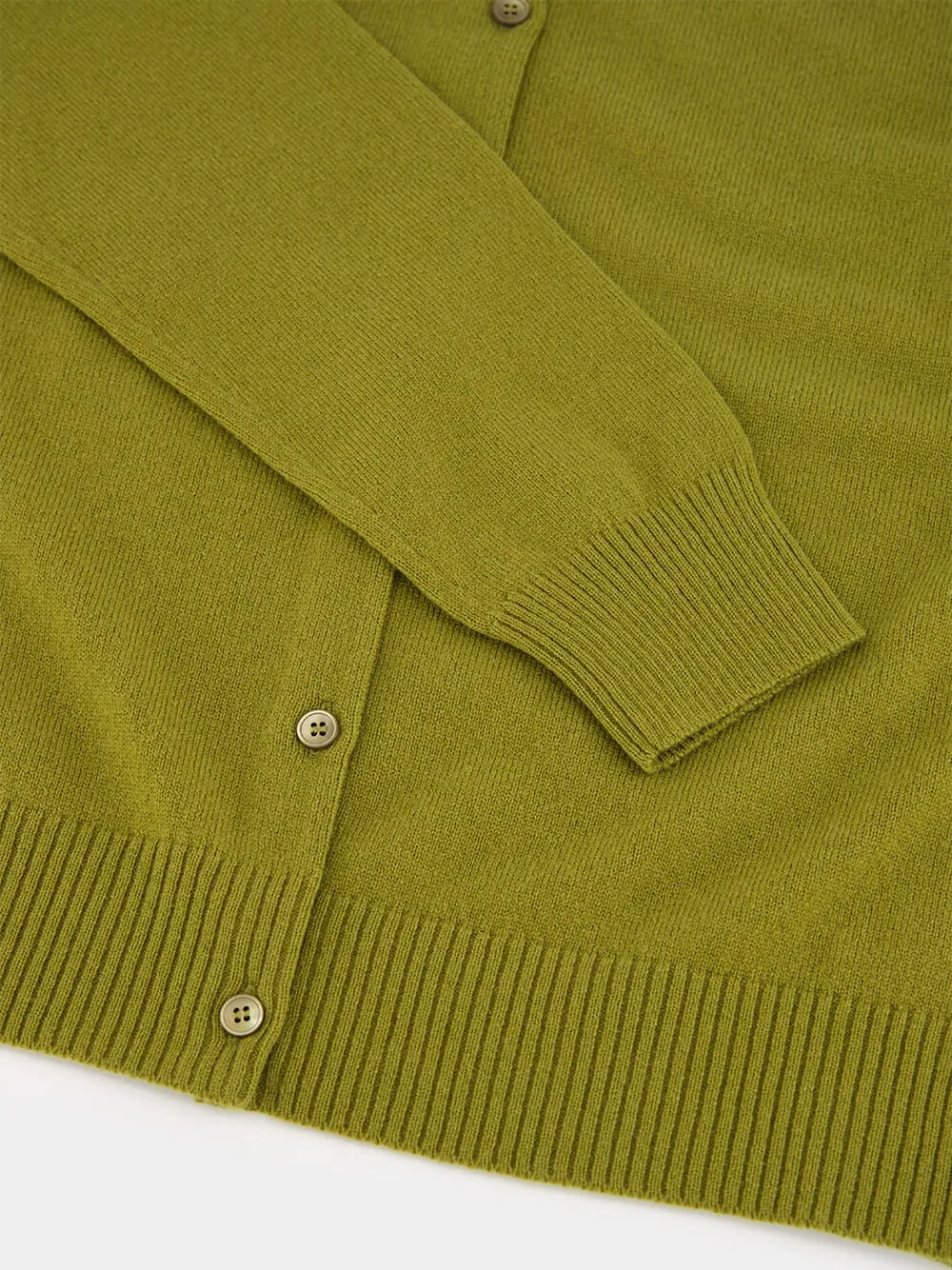 Slim-Fit Green Cashmere Knit Cardigan