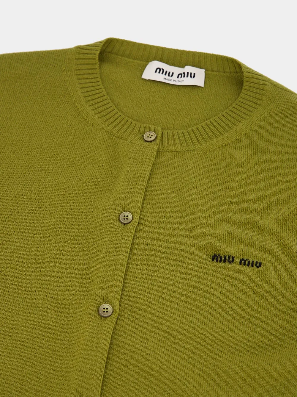Slim-Fit Green Cashmere Knit Cardigan
