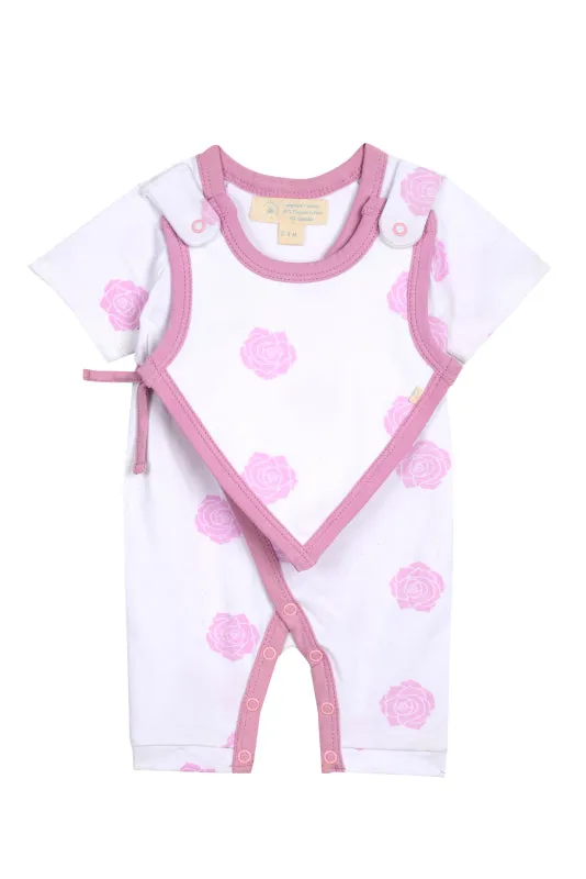 Smart Short Sleeve Kimono Pink Rose Romper