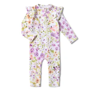 SNUGGLE HUNNY ORGANIC SNUGGLESUIT CONVERTIBLE ZIP ROMPER WITH FRILL - ISLA
