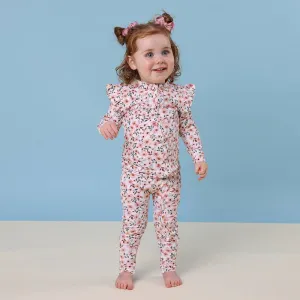 Snuggle Hunny - Spring Floral Organic Snugglesuit Convertible Romper with Frill