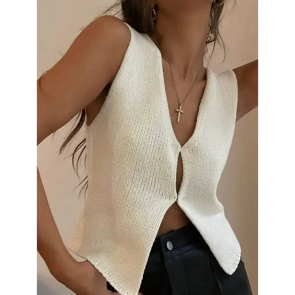 Soft Knitted Cardigan Vest for Effortless Layering and Style