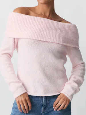 Solid Color Y2k Off Shoulder Oversized Sweater