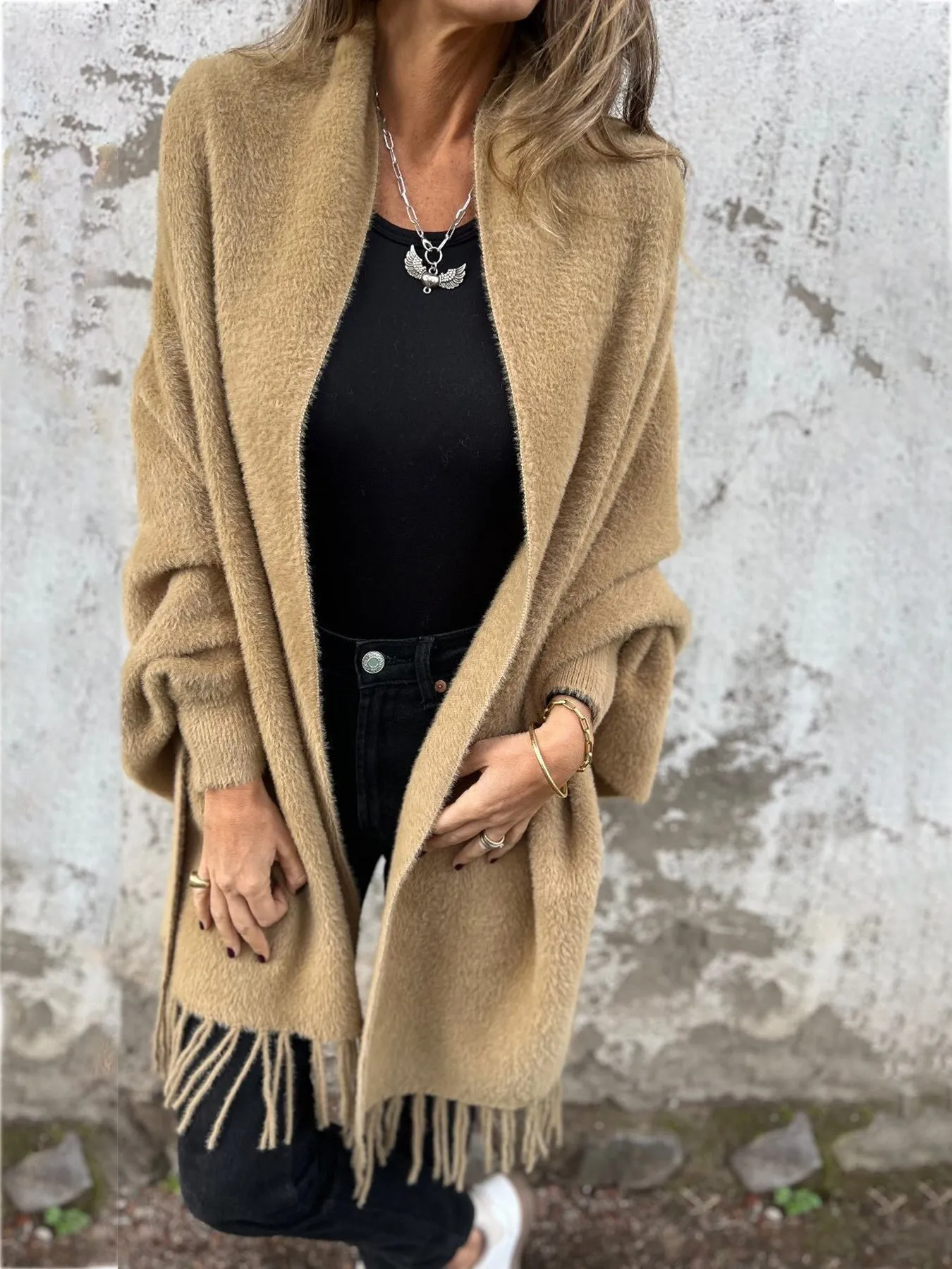 Sophisticated Wrap Sweater with Long Sleeves