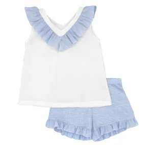 SS25 Rapife - Frill Top and  Sky Blue Short Set