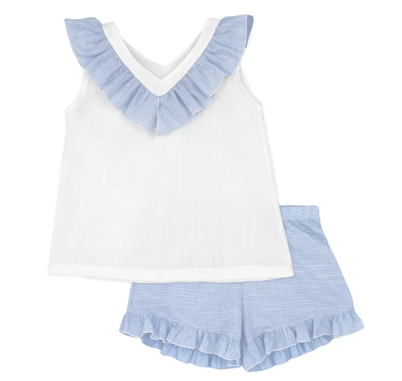 SS25 Rapife - Frill Top and  Sky Blue Short Set