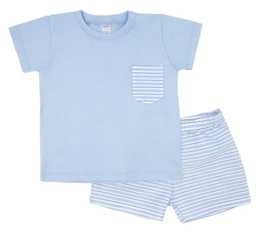 SS25 Rapife - Sky Blue Top and Stripe Short Set