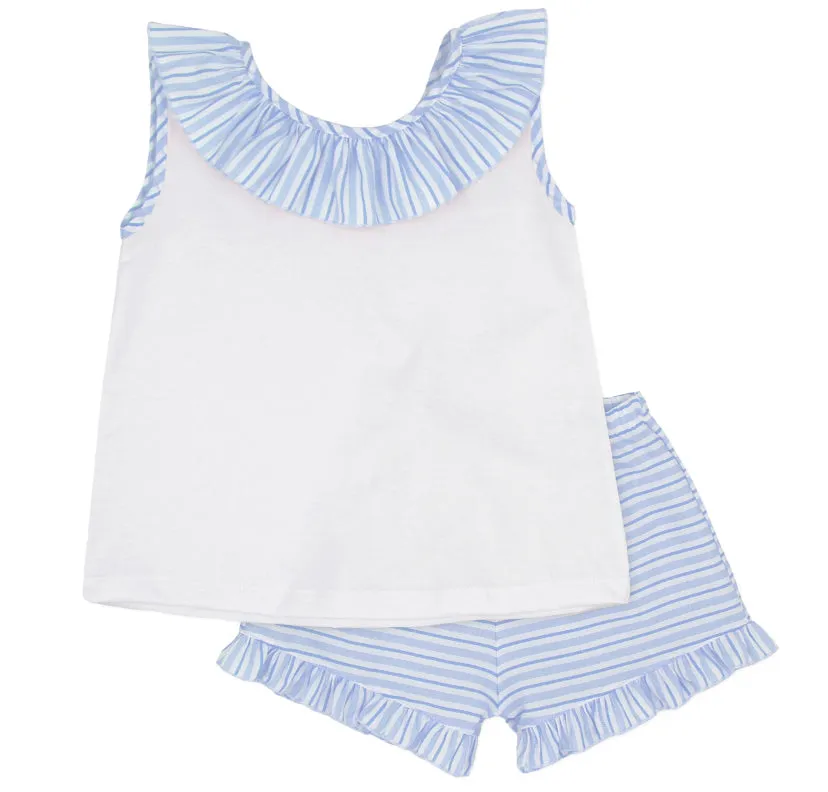 SS25 Rapife - Top and  Sky Blue Stripe Short Set