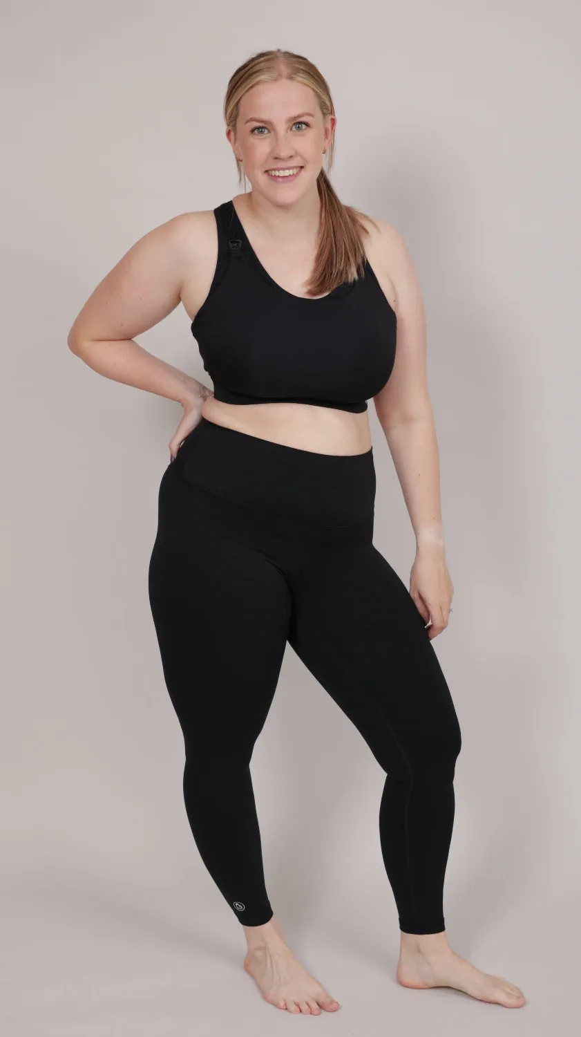 Stamina Postnatal Leggings with Side Pockets - Black
