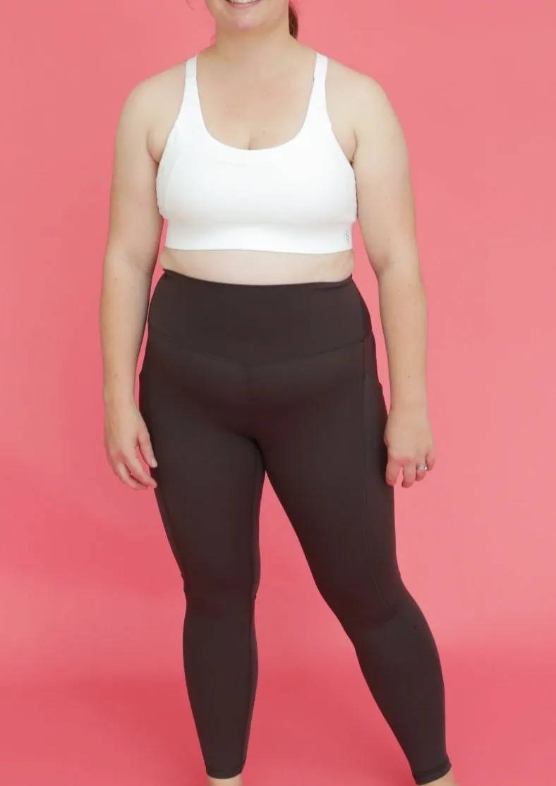 Stamina Postnatal Leggings with Side Pockets - Chocolate