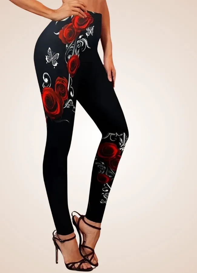 Steampunk Black Roses Legging