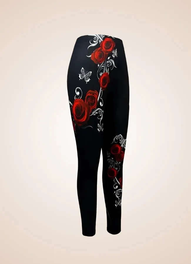 Steampunk Black Roses Legging