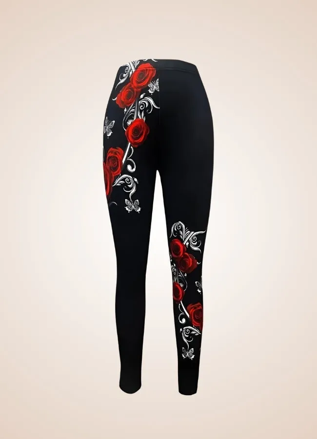 Steampunk Black Roses Legging