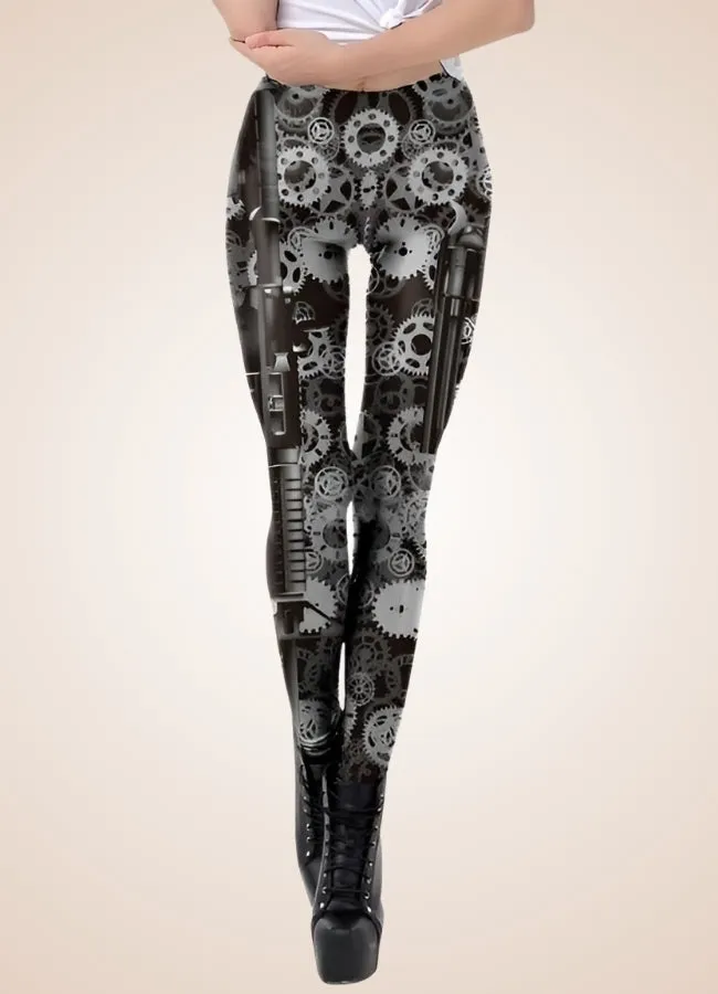 Steampunk Mechanical Print Legging