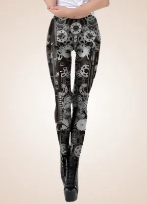 Steampunk Mechanical Print Legging