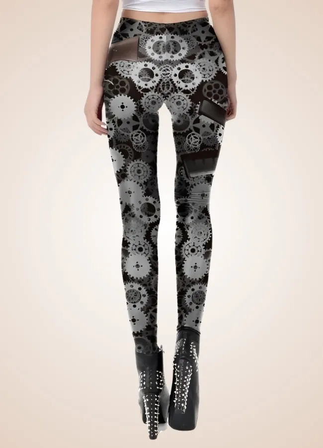 Steampunk Mechanical Print Legging