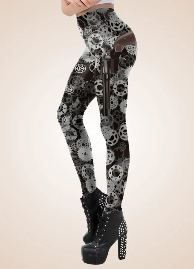Steampunk Mechanical Print Legging