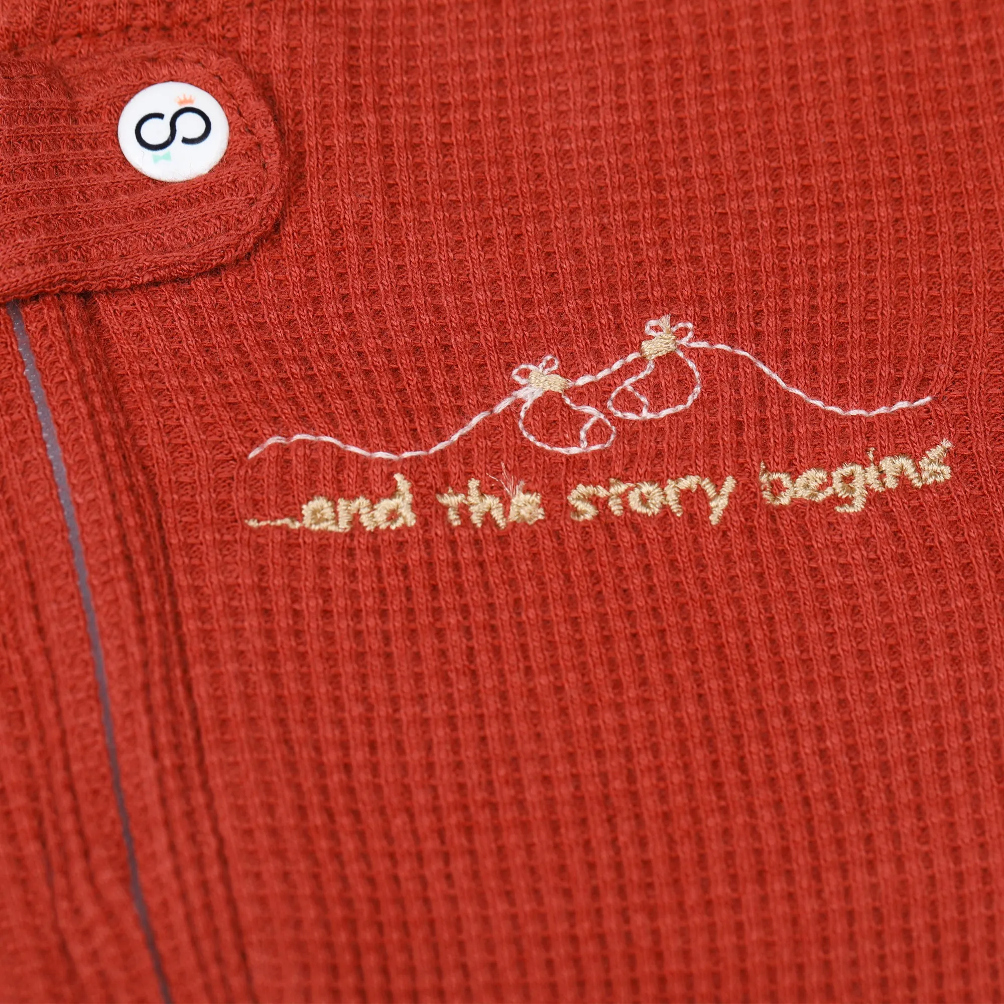 Story Begins Waffle Footie Romper