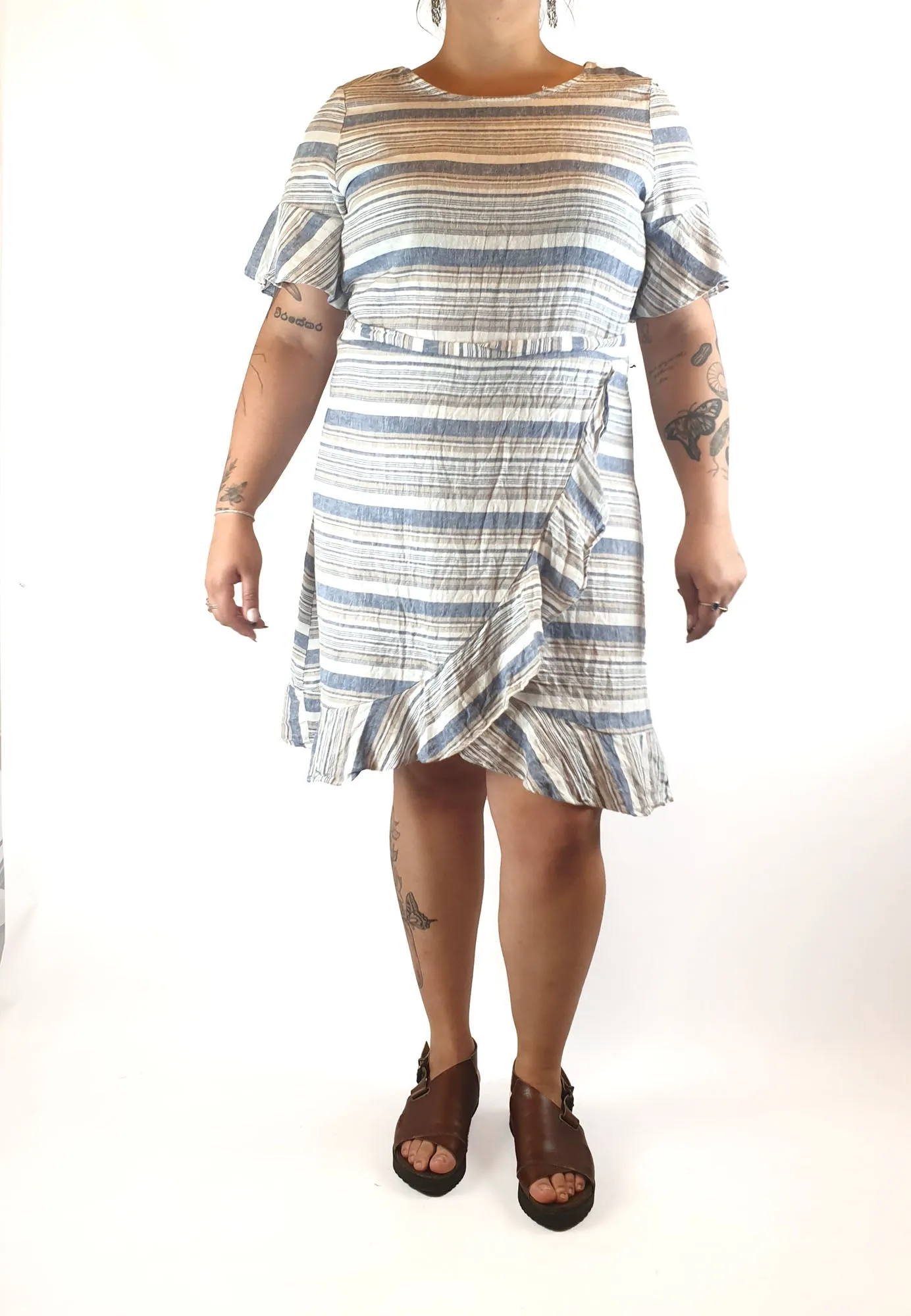 Striped linen mix dress size L