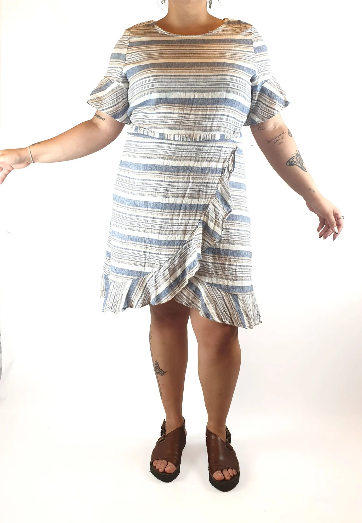 Striped linen mix dress size L