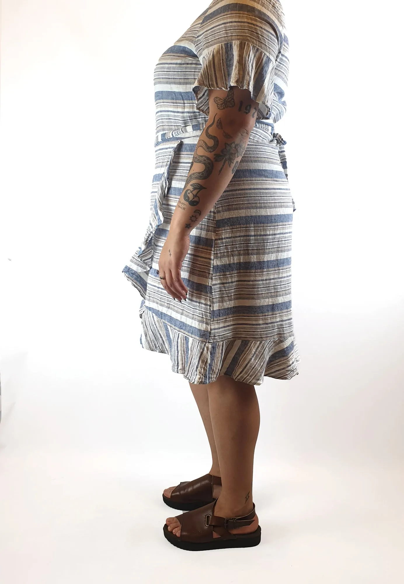 Striped linen mix dress size L