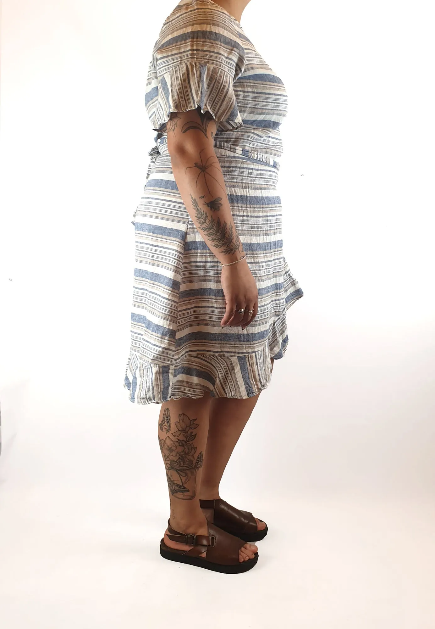 Striped linen mix dress size L