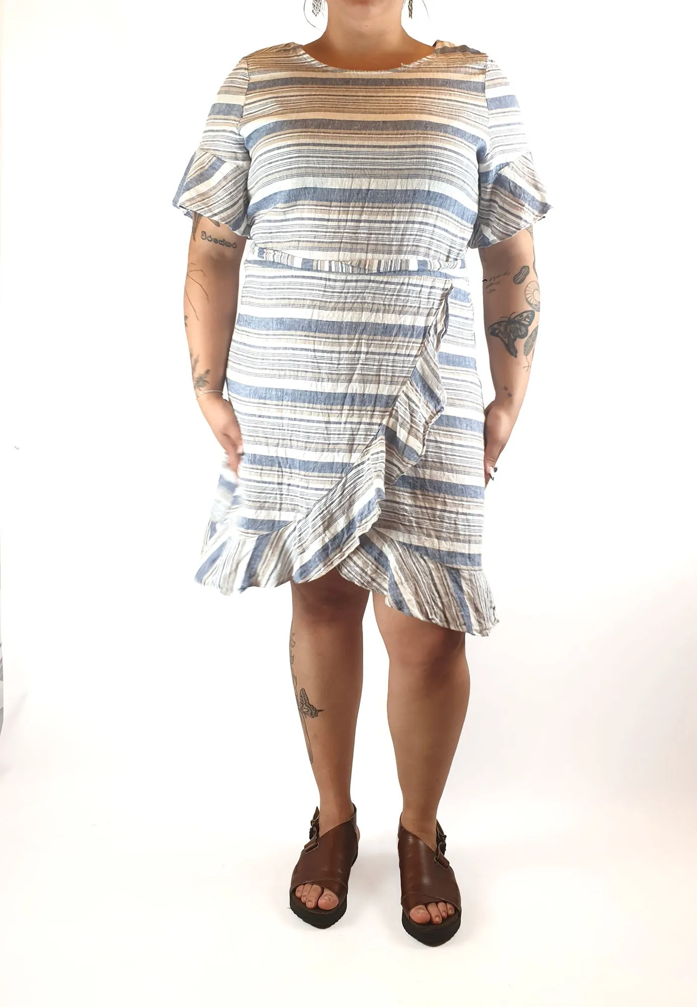 Striped linen mix dress size L