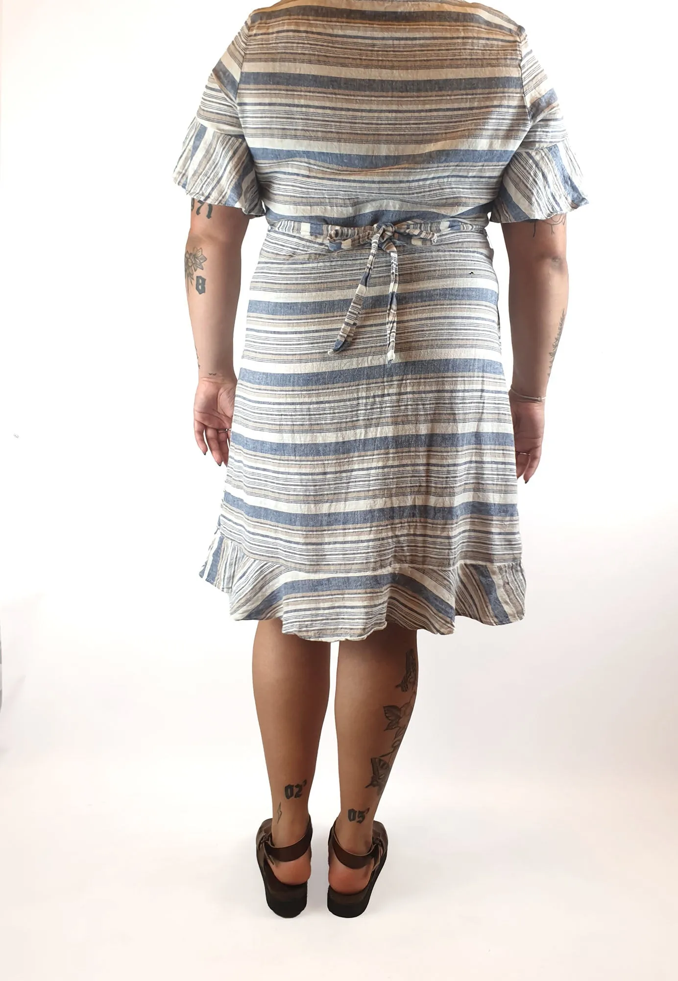 Striped linen mix dress size L