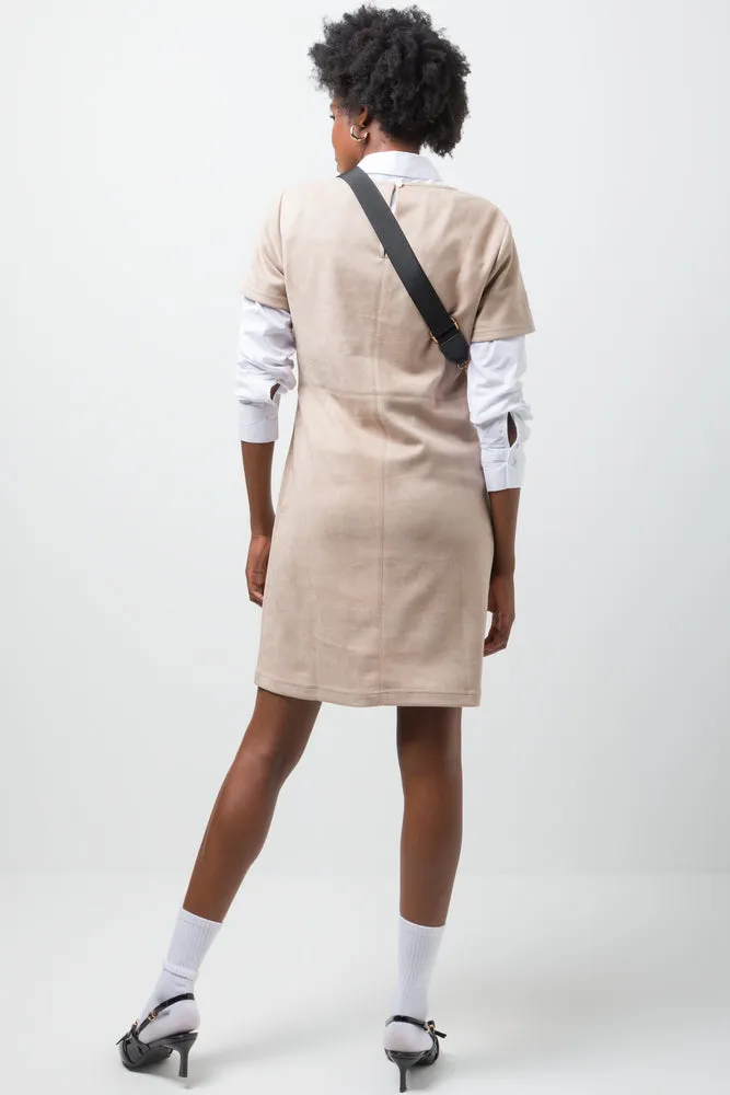 Suede Tunic Dress Natural