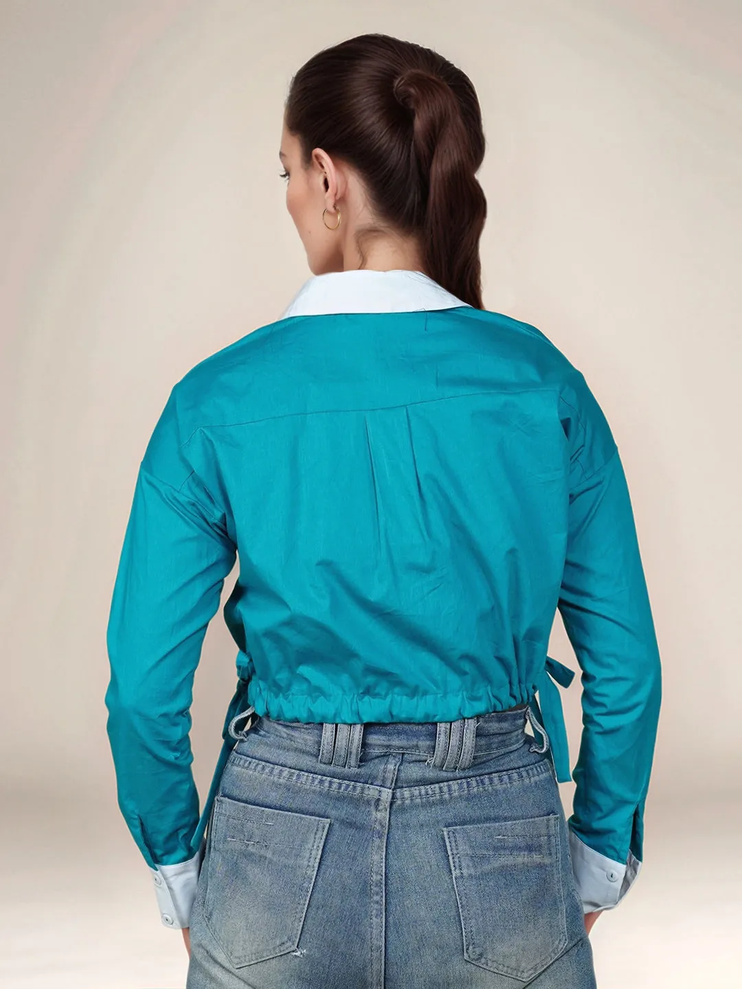 Teal Solid Full Sleeves Shirt