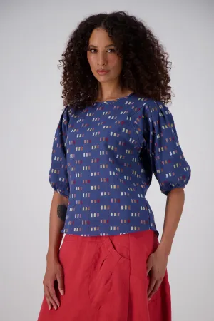 Telegraph Blouse Blue in Woven Cotton
