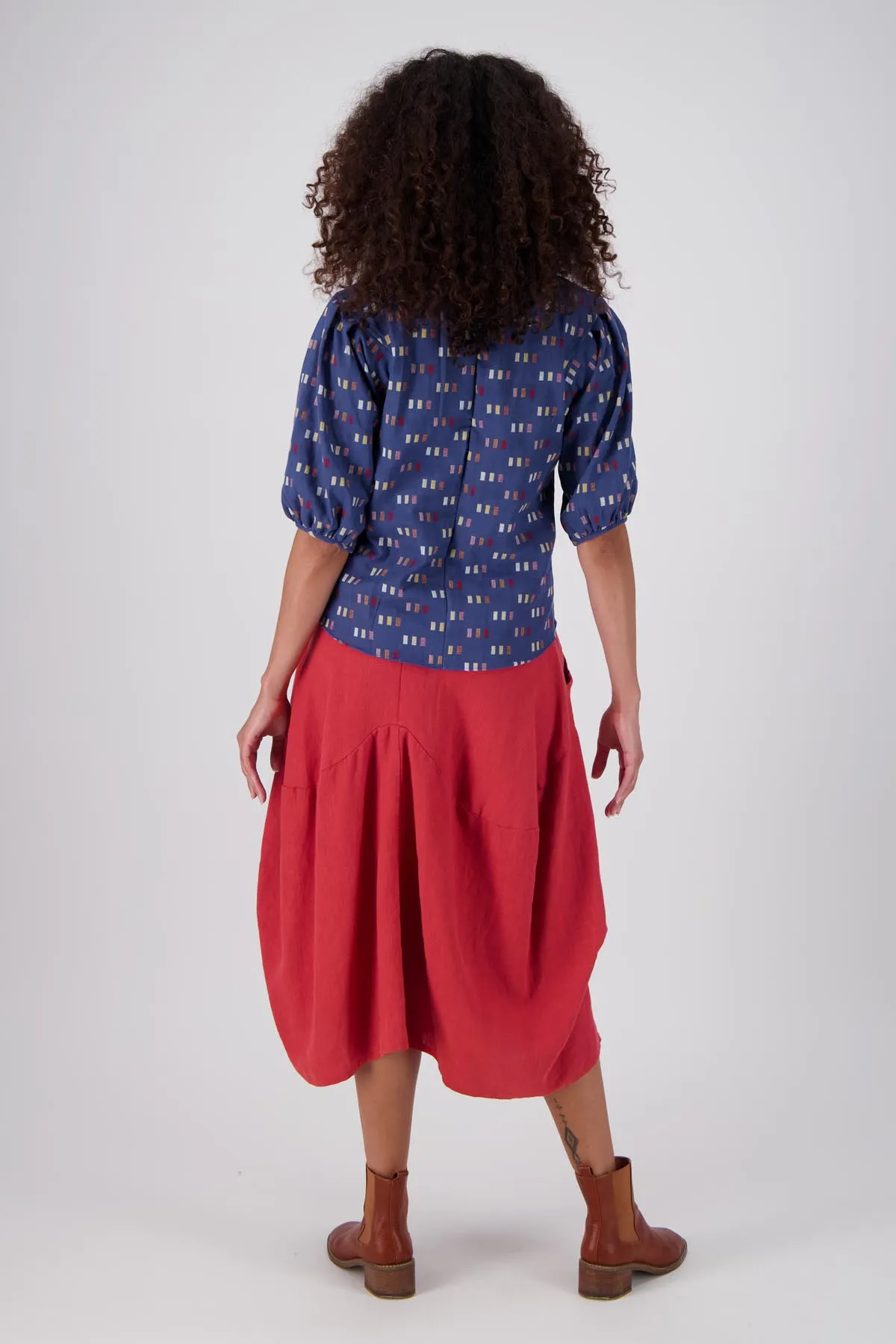 Telegraph Blouse Blue in Woven Cotton