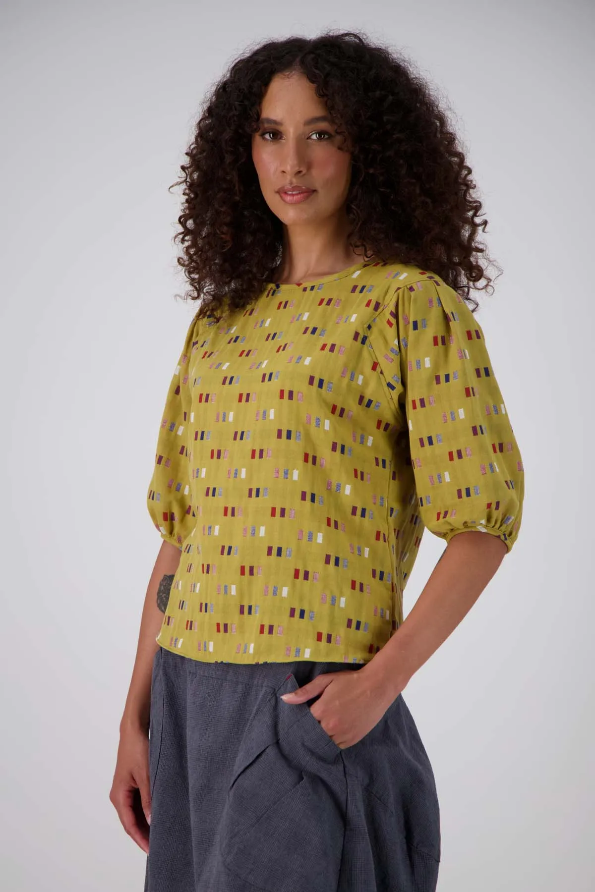Telegraph Blouse Mustard in Woven Cotton