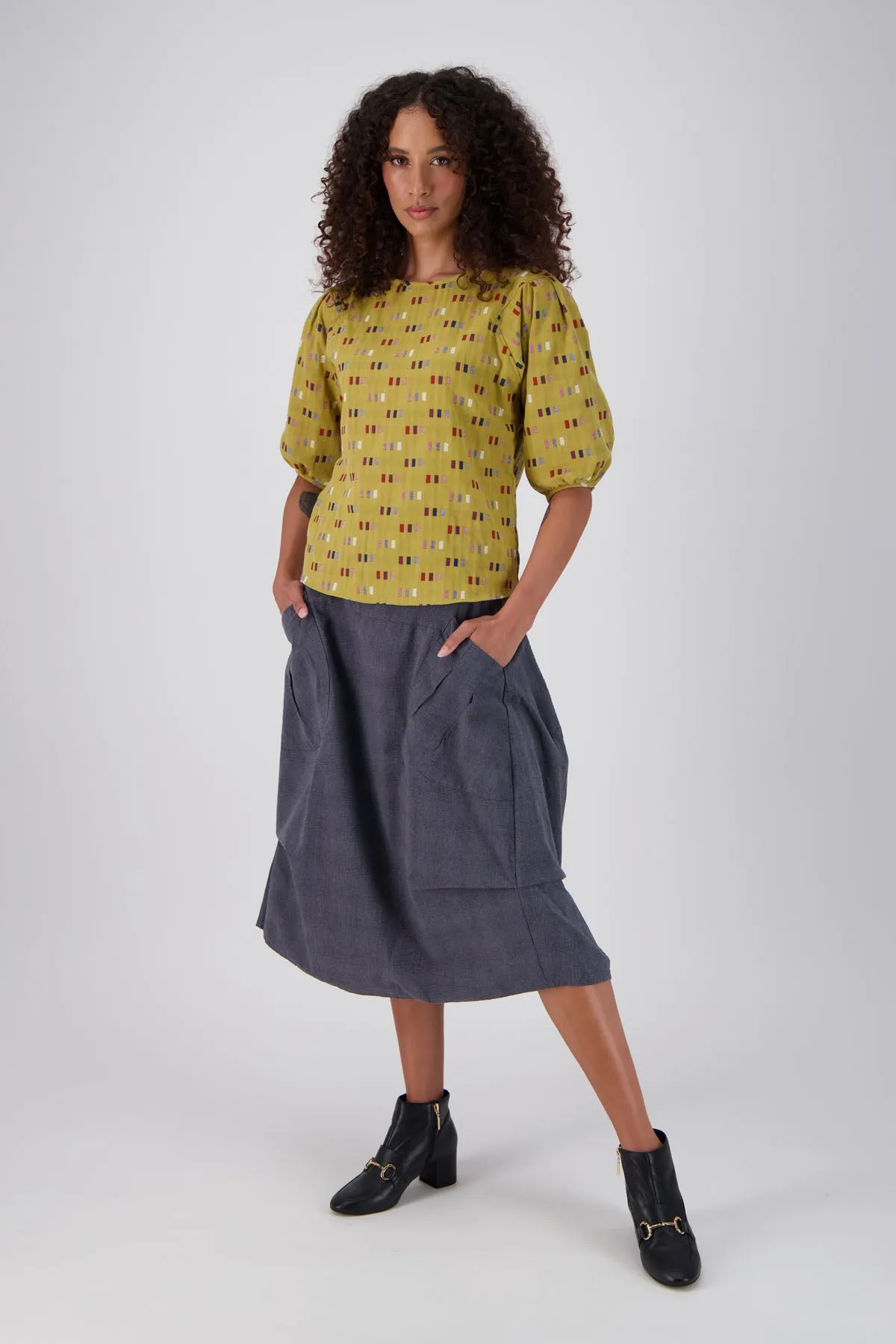 Telegraph Blouse Mustard in Woven Cotton
