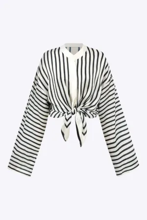 Thalia - Modern Satin Elegance Woman's Long Sleeve Shirt