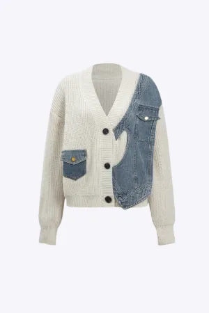 Tonya - Asymmetrical Design with Pockets Woman's Cardigan