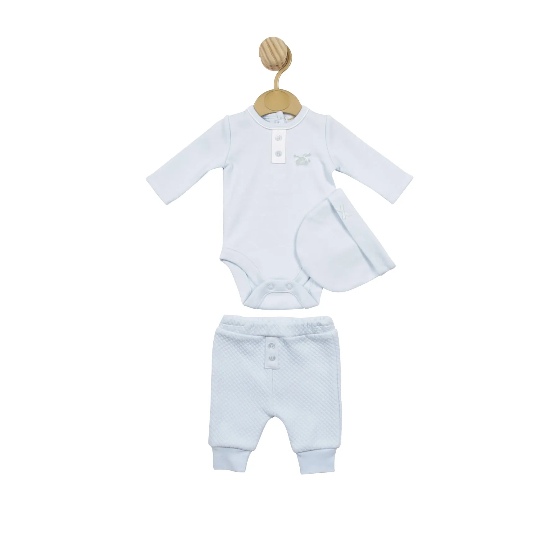 TRADE SHOW MB5152 Blue Tiny Baby Bodysuit with Waffle Leggings and Hat (Copy)