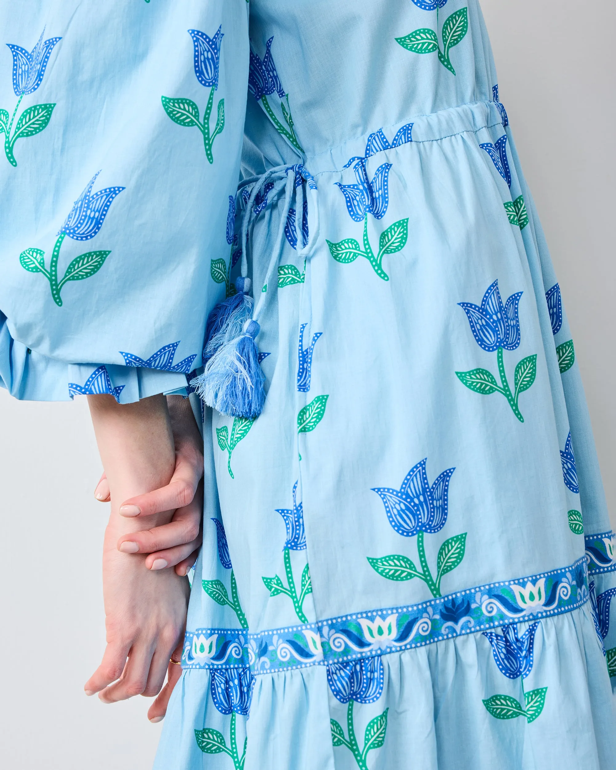 Tulip Bloom - Coconut Café Dress - Oasis Sky
