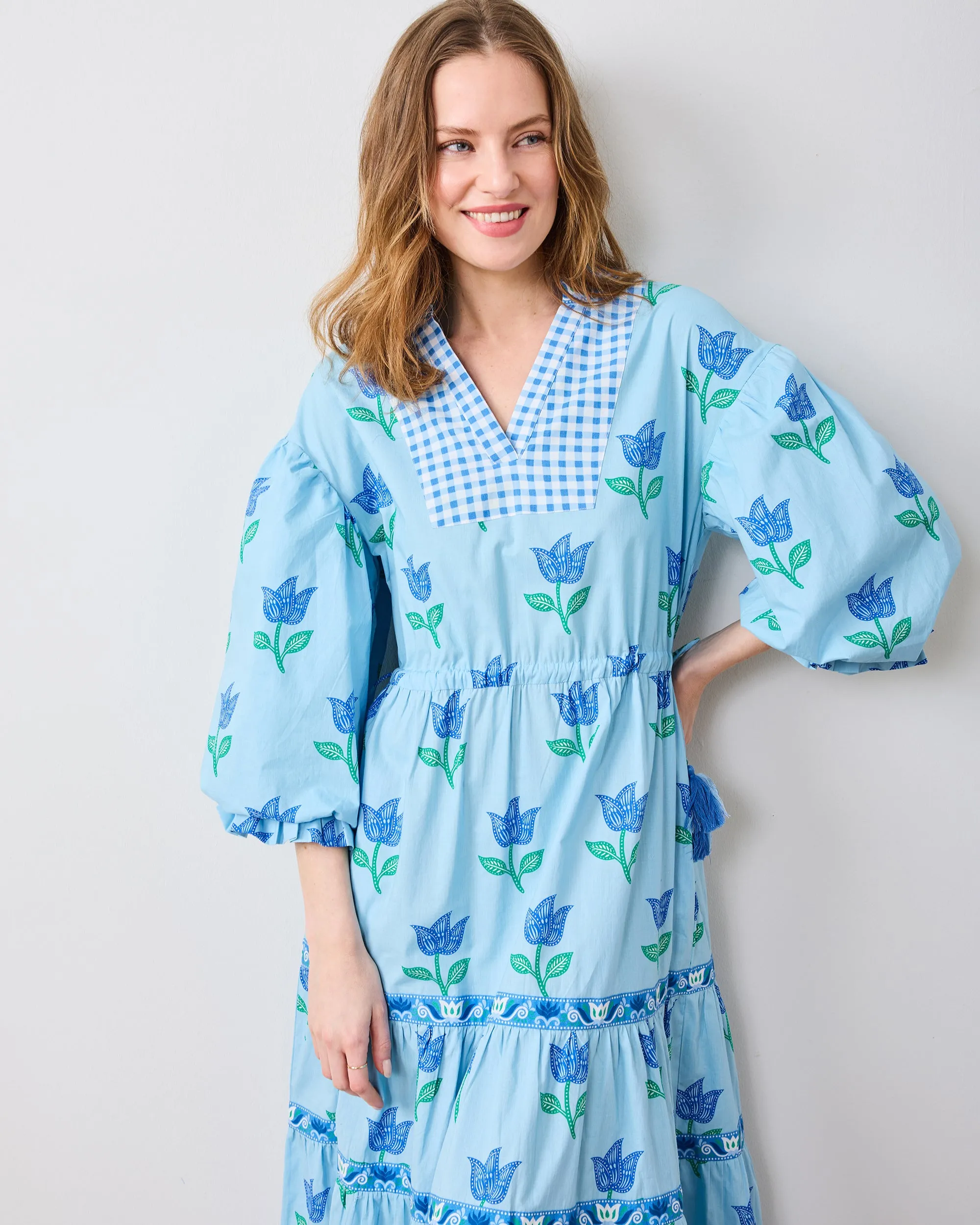 Tulip Bloom - Coconut Café Dress - Oasis Sky