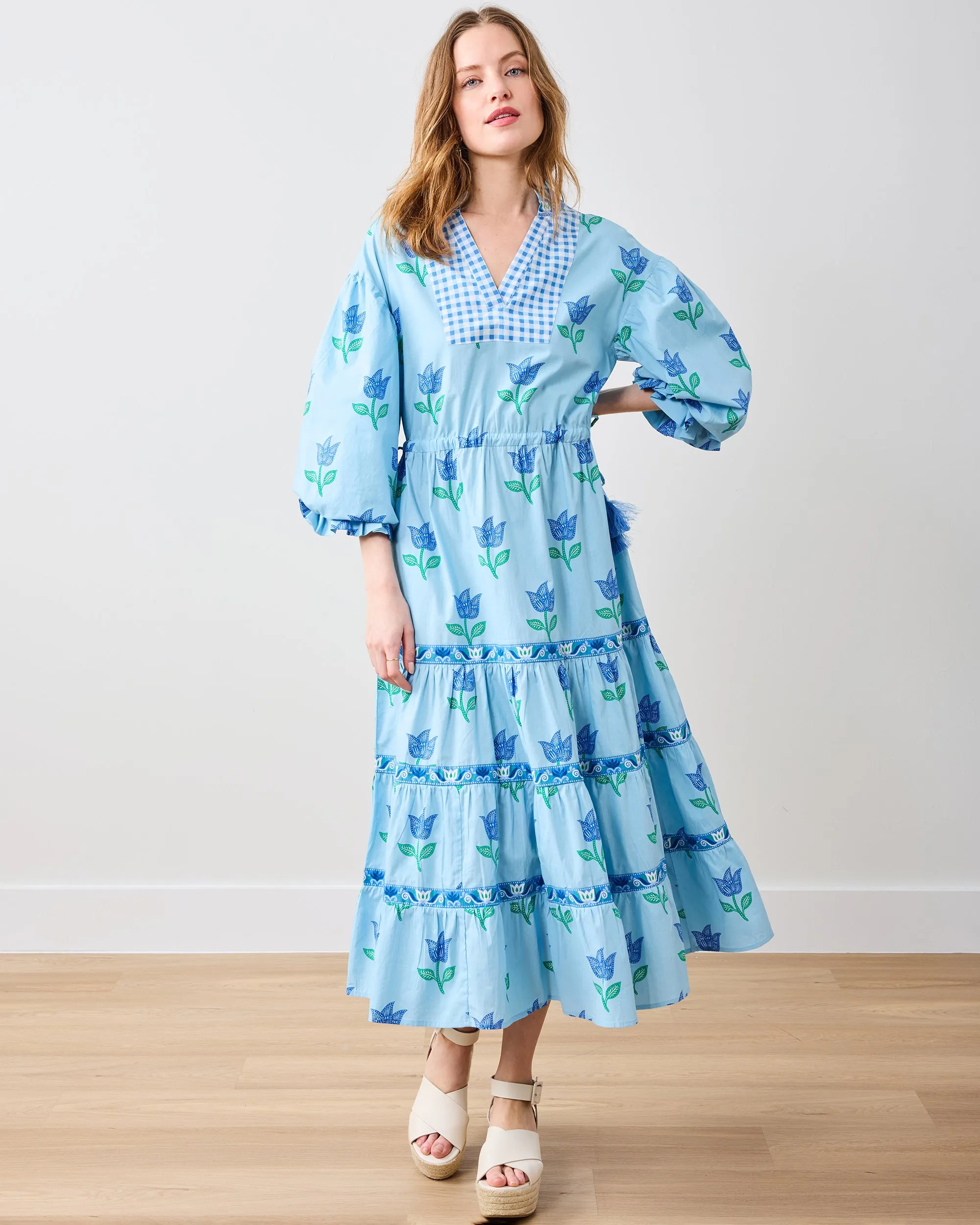 Tulip Bloom - Coconut Café Dress - Oasis Sky